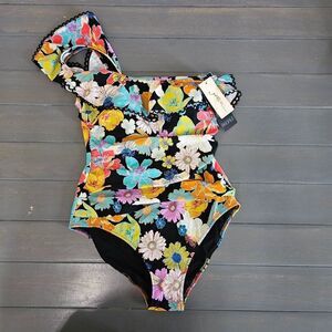 Profile by Gottex Women's Rising Sun One Shoulder One-Piece Swimsuit Size 14